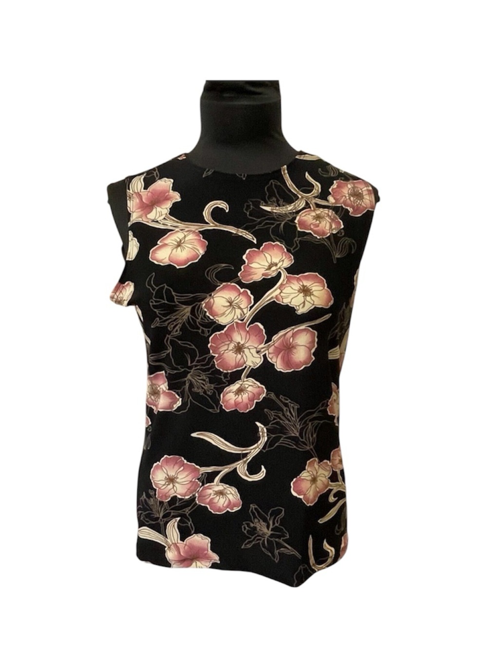 y2k Susan Lawrence Black Floral BLouse